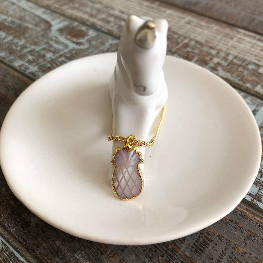 HP 14KG Plated Carved Shell pineapple Necklace